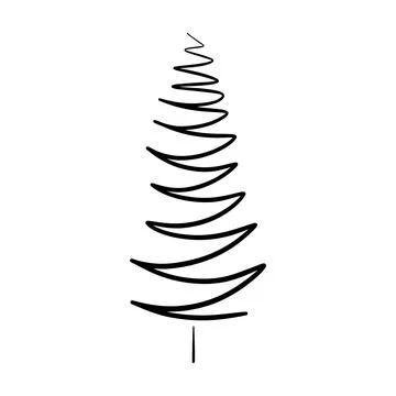 Christmas tree icon, vector hand drawn outline illustration of Xmas symbol .. イラスト素材