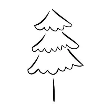 Christmas tree icon, vector hand drawn outline illustration of Xmas symbol .. イラスト素材