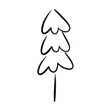 Christmas tree icon, vector hand drawn outline illustration of Xmas symbol .. Illustrazione stock
