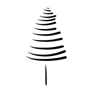 Christmas tree icon, vector hand drawn outline illustration of Xmas symbol .. Illustrazione stock