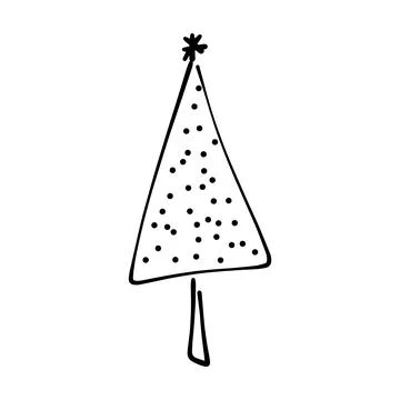 Christmas tree icon, vector hand drawn outline illustration of Xmas symbol .. イラスト素材