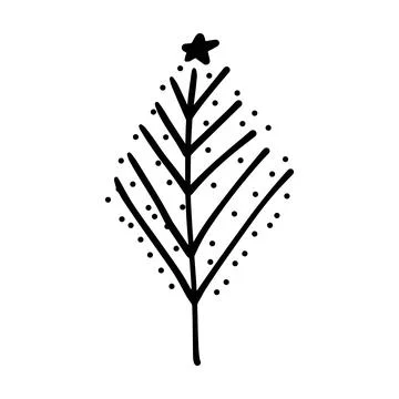 Christmas tree icon, vector hand drawn outline illustration of Xmas symbol .. Illustrazione stock