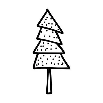 Christmas tree icon, vector hand drawn outline illustration of Xmas symbol .. イラスト素材