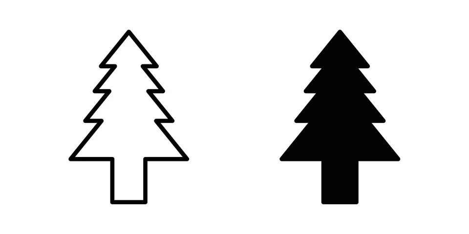 Christmas tree icon vectors. Illustrations in black Stock Illustration