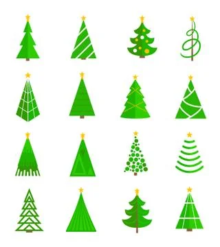 Christmas tree icons flat Stockillustratie