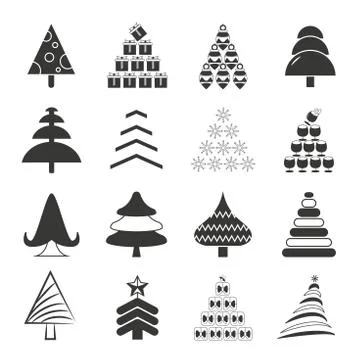 Christmas tree icons Illustrazione stock