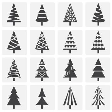 Christmas tree icons set on background for graphic and web design. Simple Stock Illustration