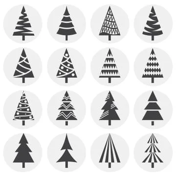 Christmas tree icons set on background for graphic and web design. Simple Иллюстрация