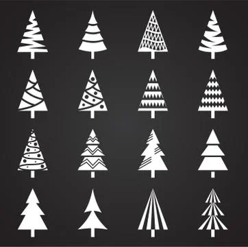 Christmas tree icons set on background for graphic and web design. Simple 스톡 일러스트