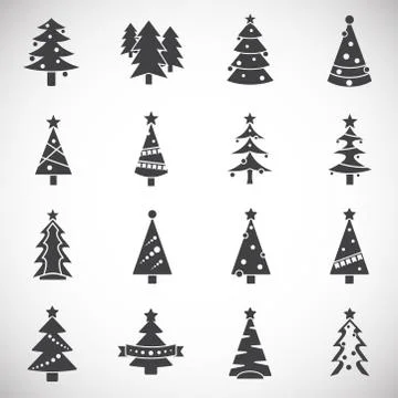 Christmas tree icons set on background for graphic and web design. Creative Stock Illustration