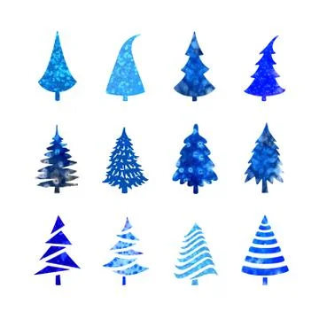 Christmas tree icons set Stock Illustration