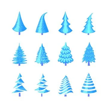 Christmas tree icons set Stock Illustration