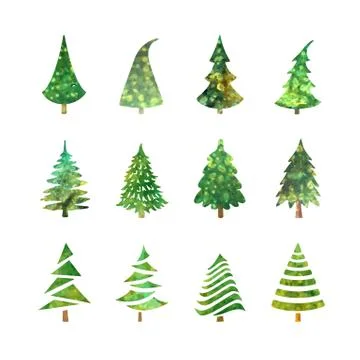 Christmas tree icons set Stock Illustration