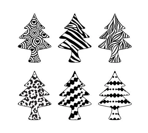 Christmas tree idea creative design. animal print, nature and abstract print. Stock Illustration