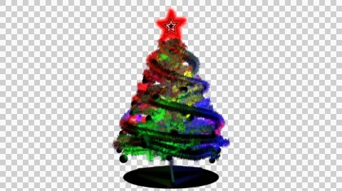 Christmas Tree Illuminated Animated on Alpha Channel Stock Footage 44801353