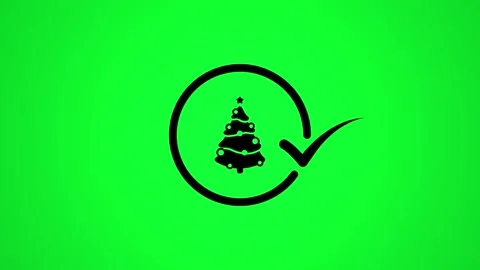 Christmas tree illustration with check mark icon in a circle, animation on .. 動画素材 346497950