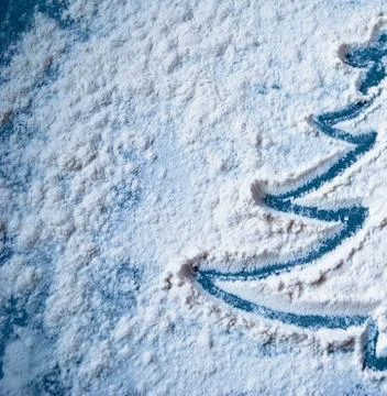 Christmas tree image on a blue surface 库存照片