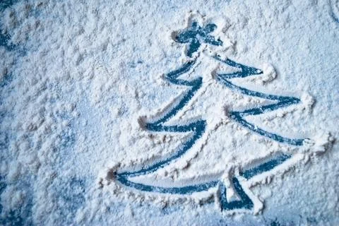 Christmas tree image on a blue surface Stock Photos