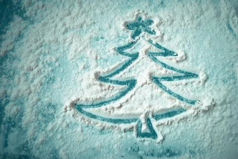 Christmas tree image on a blue surface Stock Photos