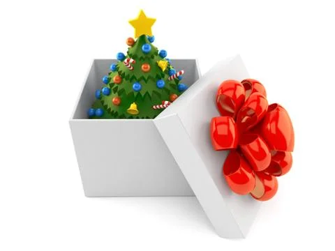 Christmas tree inside gift Stock Illustration