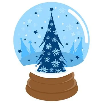 Christmas tree inside a snow globe. Vector illustration Stock Illustration