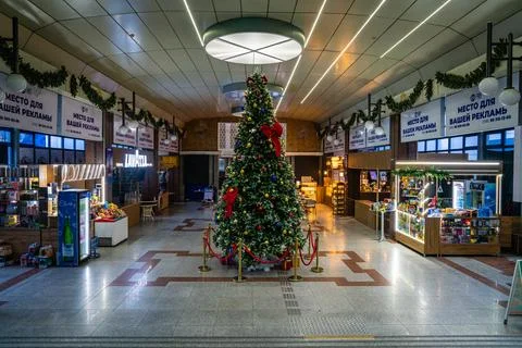 Christmas Tree Inside Tashkent Train Terminus Stock Photos
