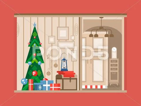 Christmas tree interior Stock Illustrationen