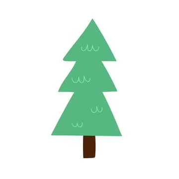 Christmas tree isolated element on white. Doodle winter pine tree Stock Illustration