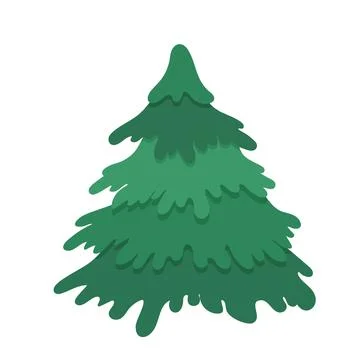 Christmas tree isolated vector illustration in cartoon style. Fir tree clipar Stock Illustration