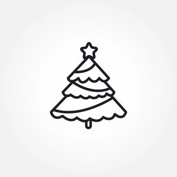 Christmas tree isolated vector line icon. Stock Illustration