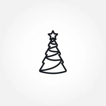 Christmas tree isolated vector line icon. Stock Illustration