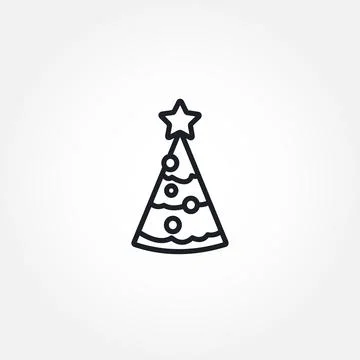Christmas tree isolated vector line icon. Stock Illustration