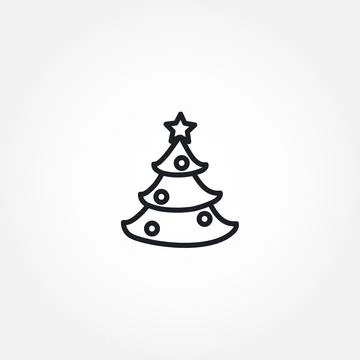 Christmas tree isolated vector line icon. Stock Illustration