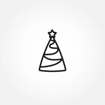 Christmas tree isolated vector line icon. Stock Illustration