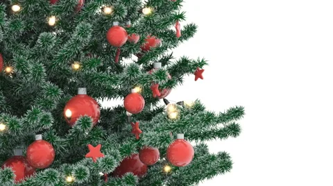 Christmas tree isolated on white background. Alpha Matte. Stock Footage 68802091