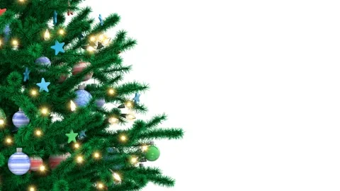 Christmas tree isolated on white background Stock Footage 97913225