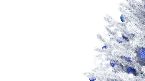Christmas tree isolated on white background with sparkling light and balls Stock Footage 166268840