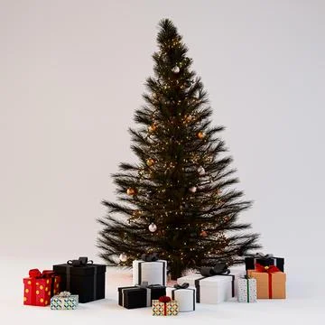 Christmas tree isolated on white background Stock Illustration