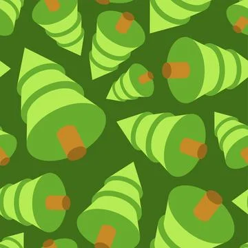 Christmas tree isometric pattern seamless. Spruce 3D background Stock Illustration