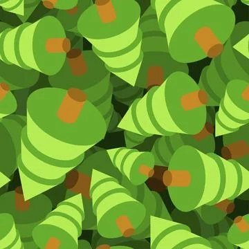 Christmas tree isometric pattern seamless. Spruce 3D background Stock Illustration