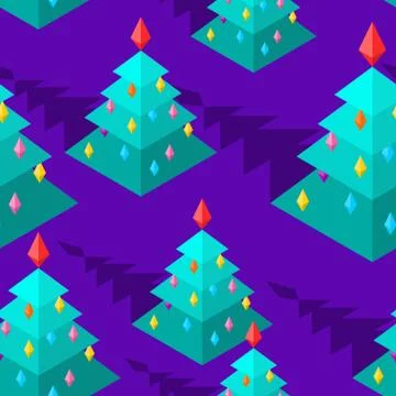 Christmas tree isometric style pattern. Christmas ornament. New Year Vector b イラスト素材