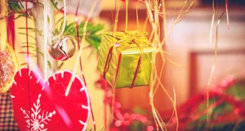 Christmas tree with its balls its garlands Stock Photos