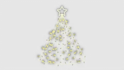 Christmas Tree LED Lights Animation – White and Gold Wireframe Cone Stock Footage 312623757