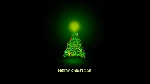 Christmas tree with light and firework Vídeo Stock 70098871