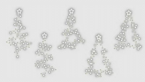 Christmas Tree Light Animations Glowing  – 5 Stylized Wireframe Stock Footage 310345482