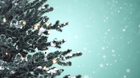 Christmas tree with light bulbs and snow Stock Footage 70055699