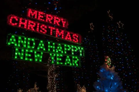 Christmas Tree light decoration Stock Photos