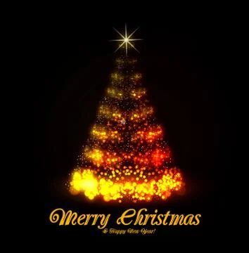 Christmas tree from light Illustrazione stock