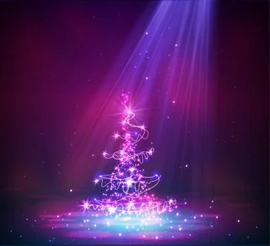 Christmas tree from light Stock Illustration