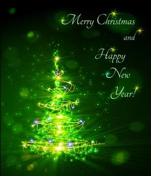 Christmas tree from light Stock Illustration